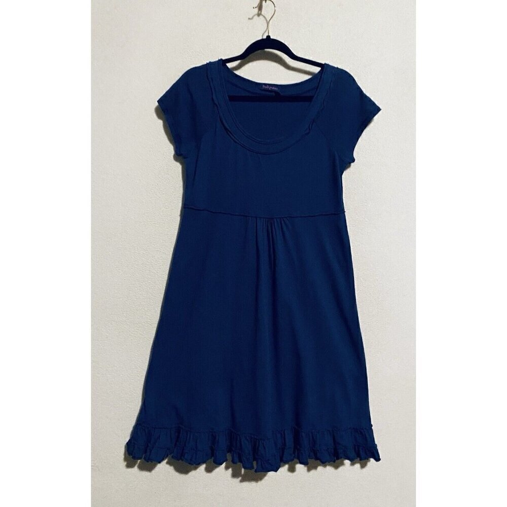 Fresh Produce Dress Womens XS Blue Scoop Neck Cap Sleeve Ruffle Hem Beachy Boho